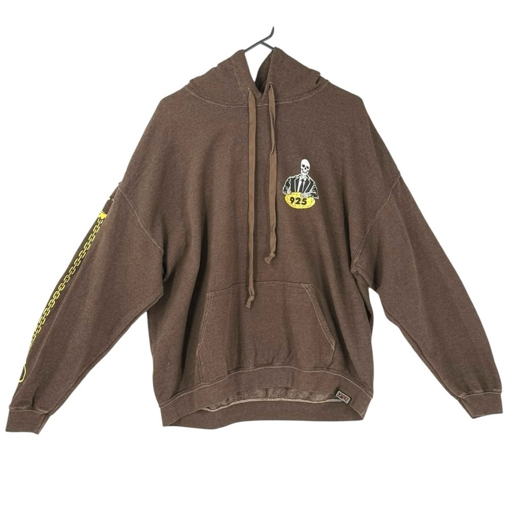 Open 925 Men’s Long Sleeve Graphic “Just Because You Did It” Hoodie Brown Size L